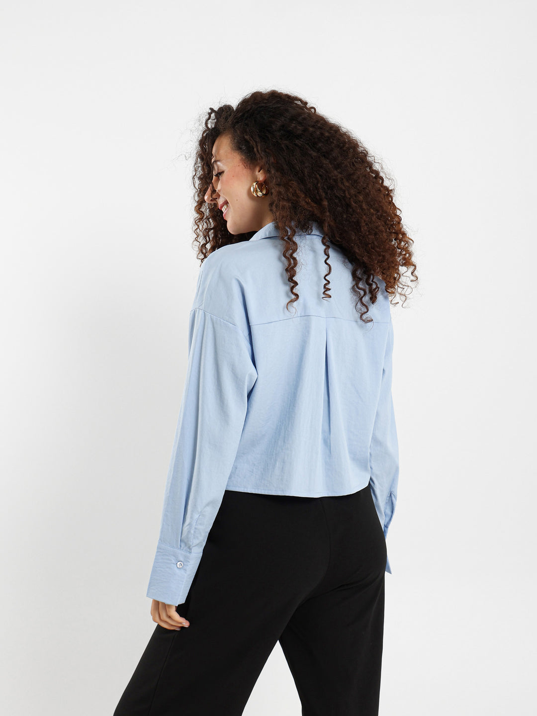 Cropped Shirt With Raw Edge