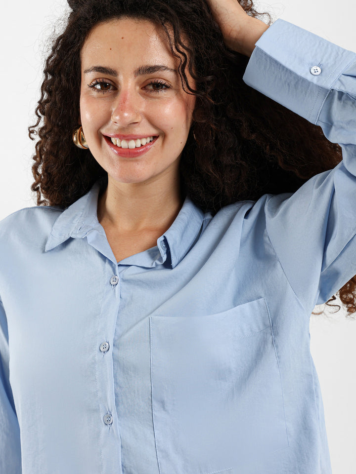 Cropped Shirt With Raw Edge