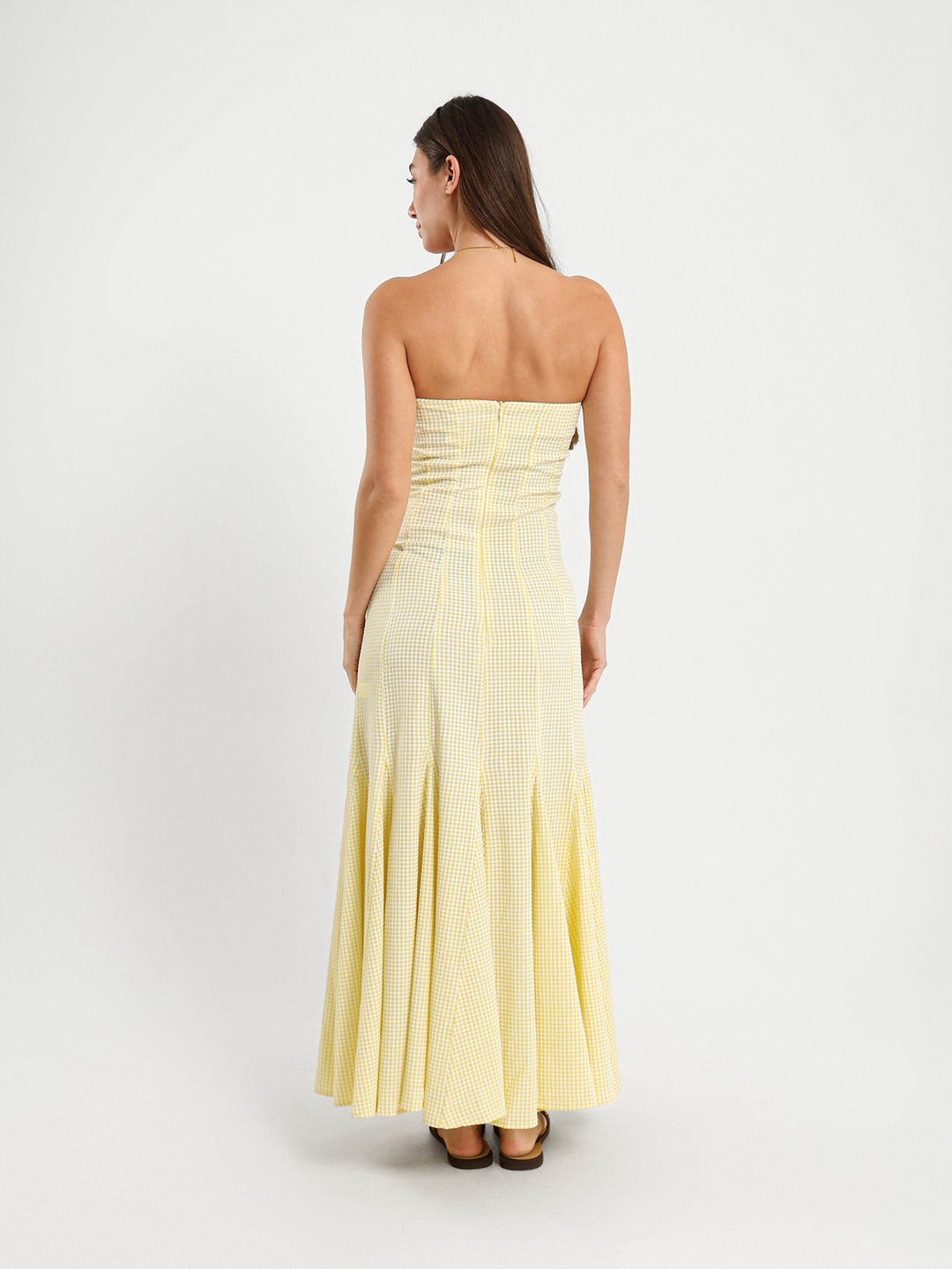 Strapless Gingham Maxi Dress