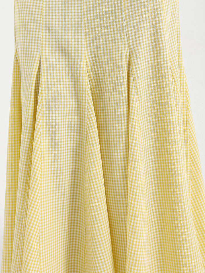 Strapless Gingham Maxi Dress