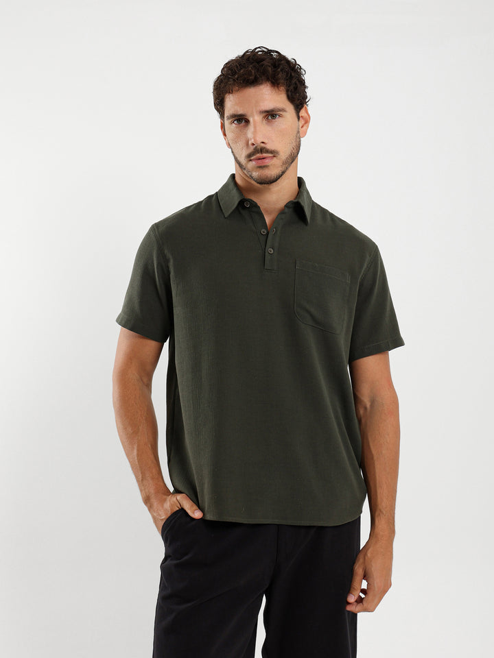Half Placket Shirt With Pocket