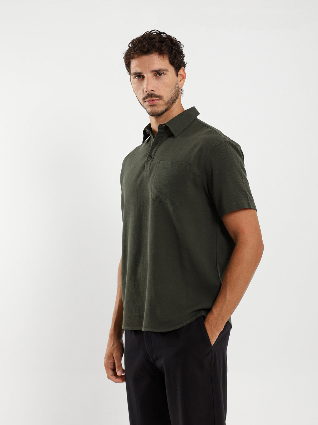 Half Placket Shirt With Pocket