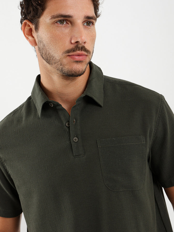 Half Placket Shirt With Pocket