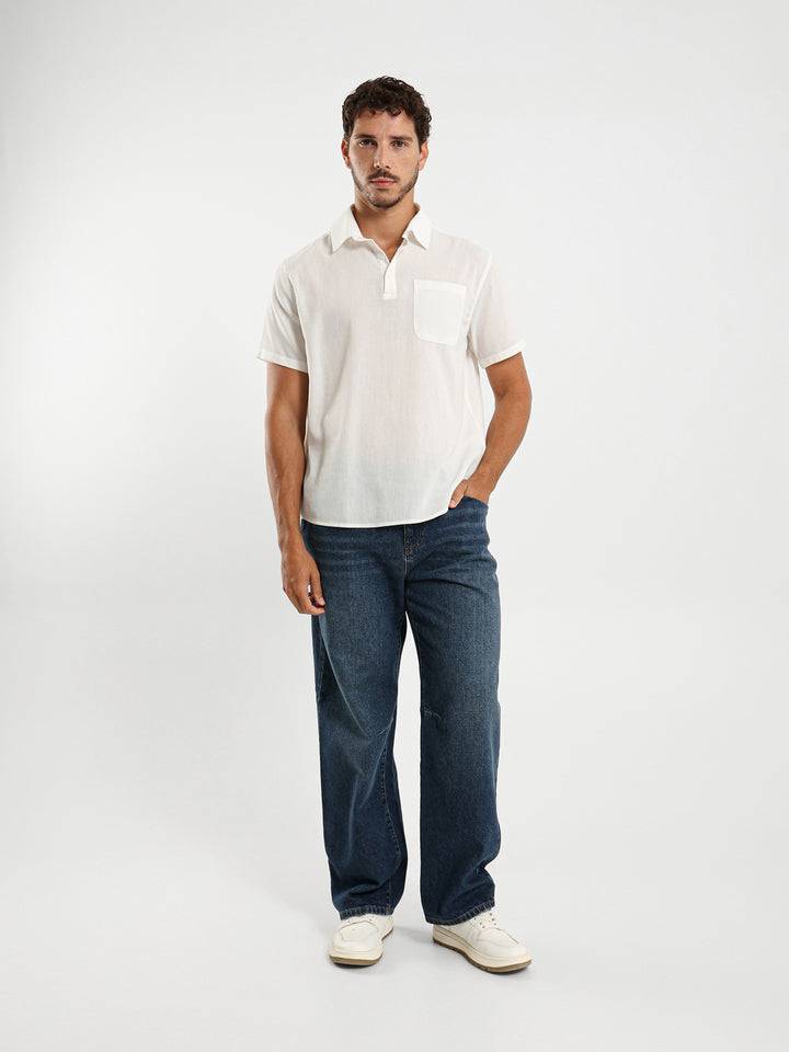 Half Placket Shirt With Pocket
