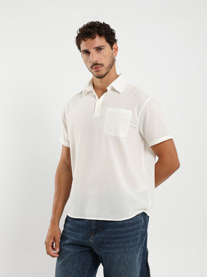 Half Placket Shirt With Pocket