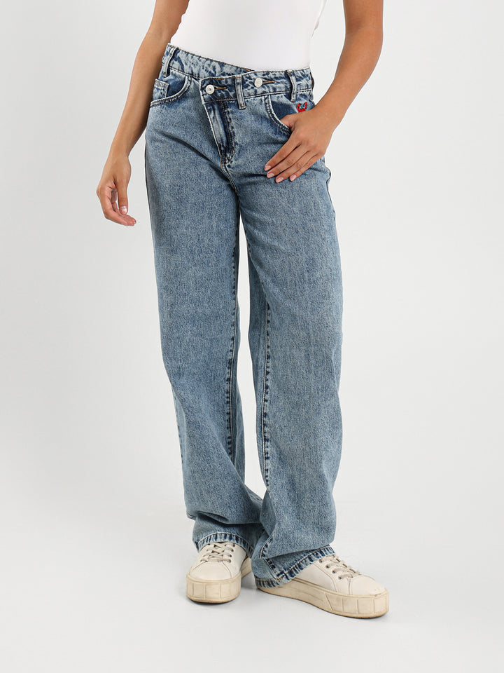 Wide Leg Crossover Jeans