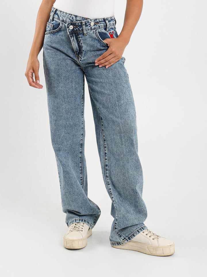 Wide Leg Crossover Jeans