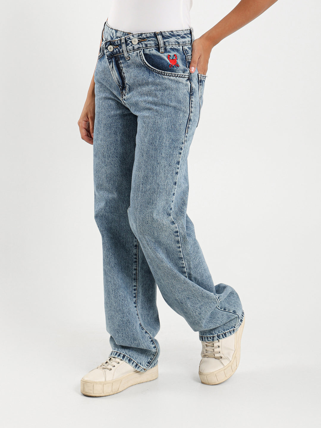 Wide Leg Crossover Jeans
