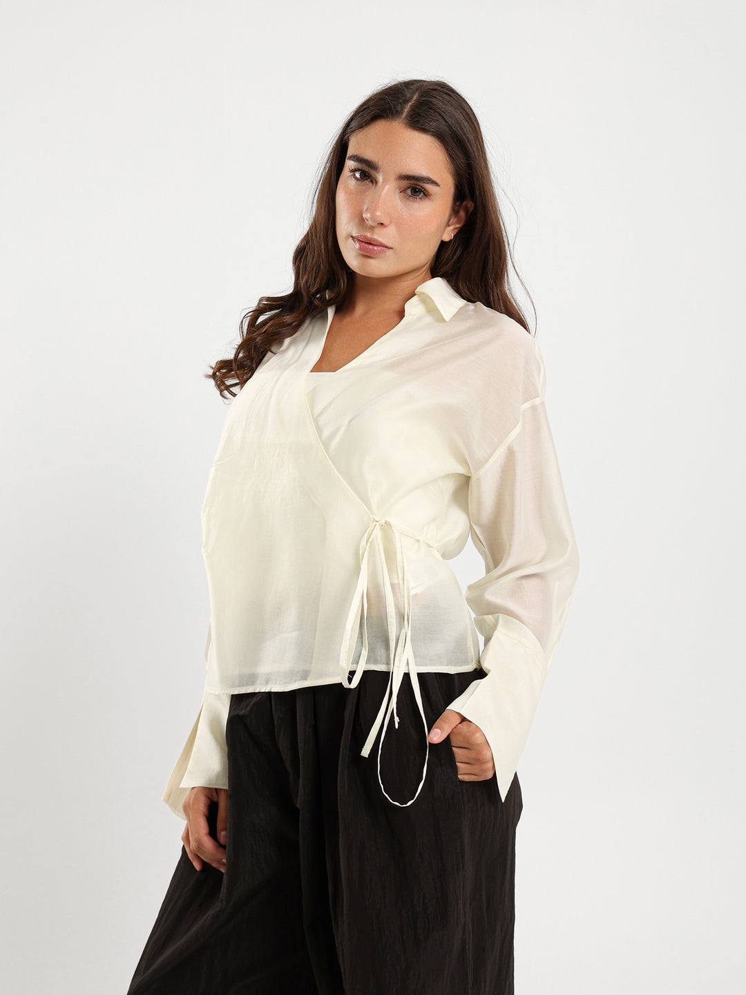 Tie Side Wrap Blouse