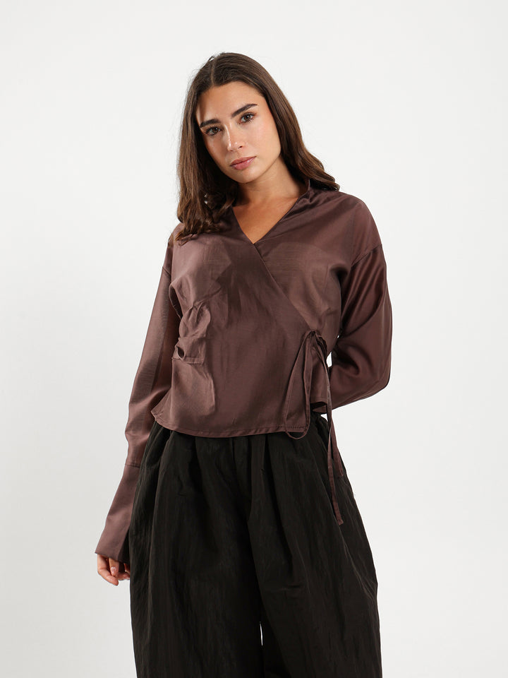 Tie Side Wrap Blouse