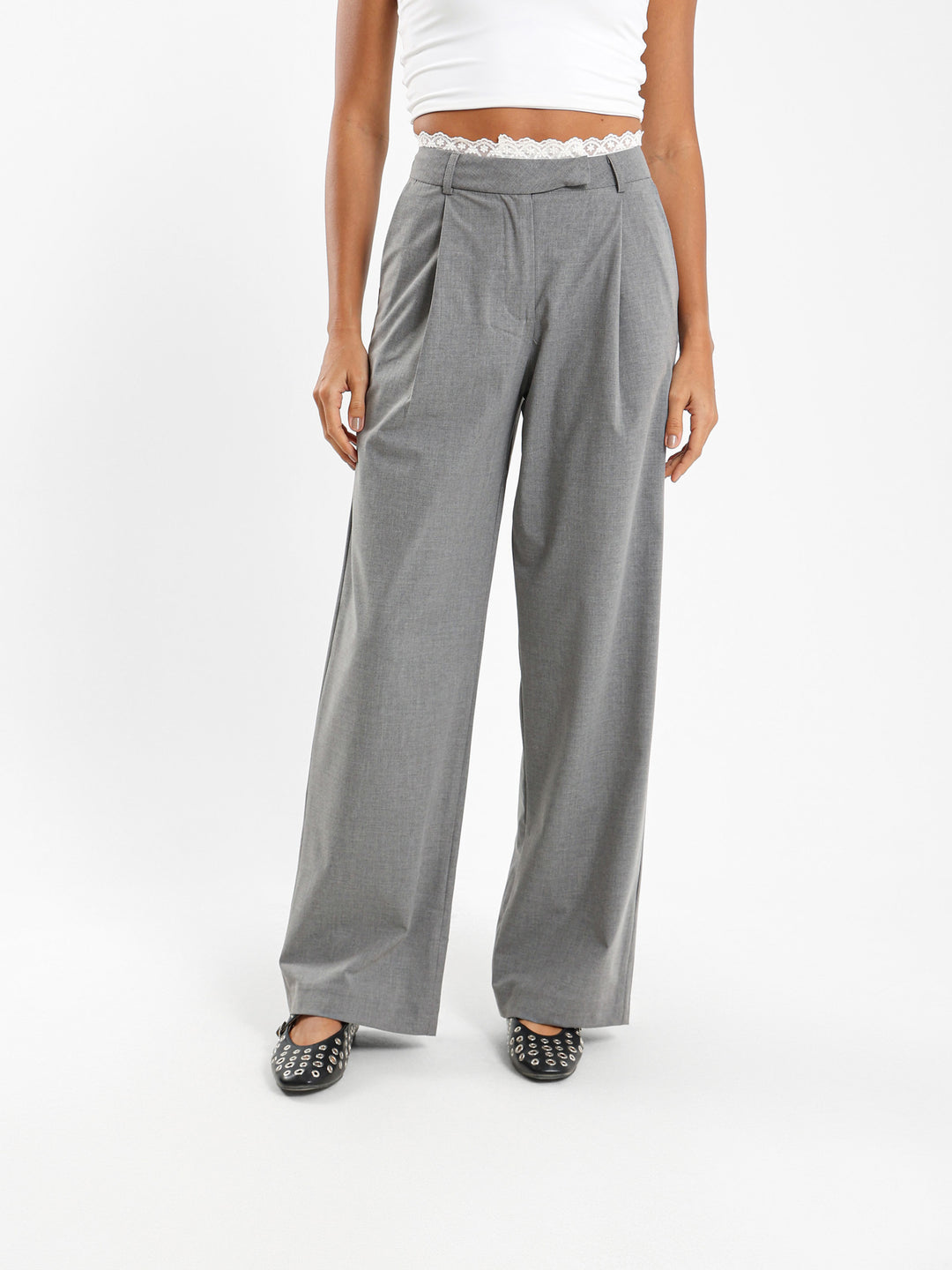 Lace Trim Detail Pants