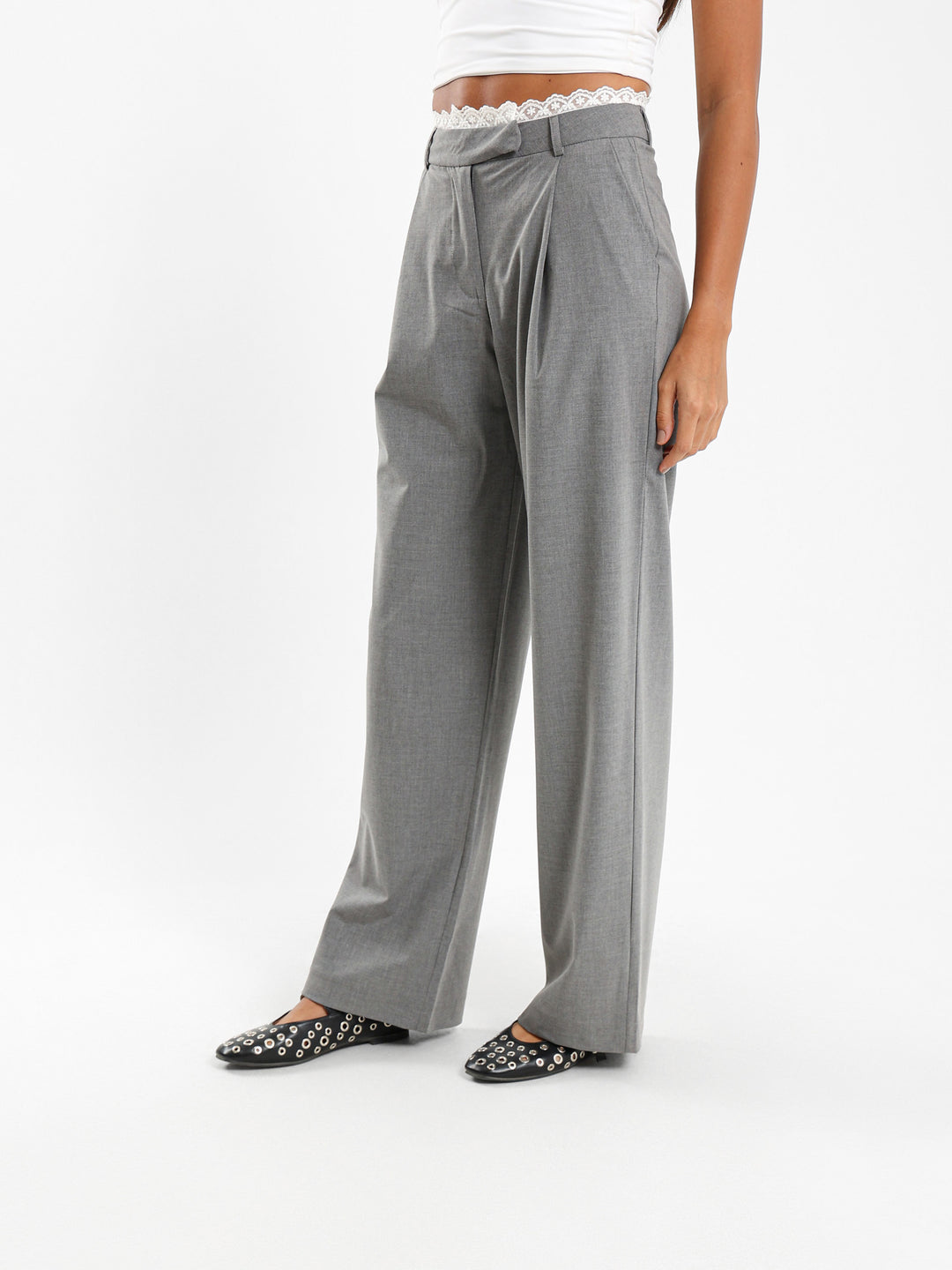 Lace Trim Detail Pants