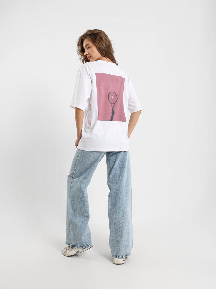 Oversized Tennis Core Print T-Shirt
