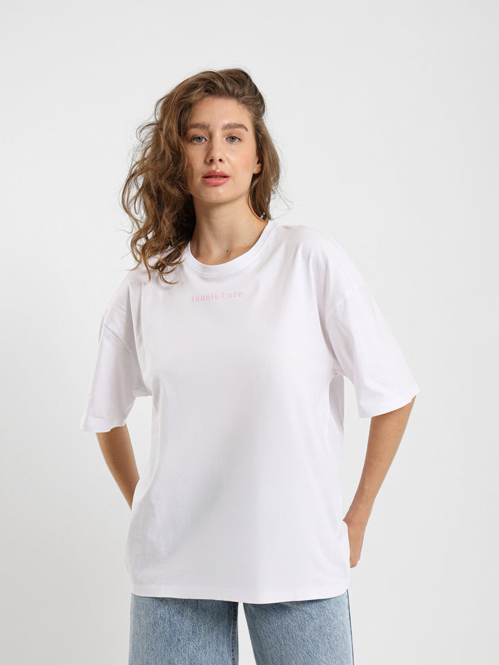 Oversized Tennis Core Print T-Shirt