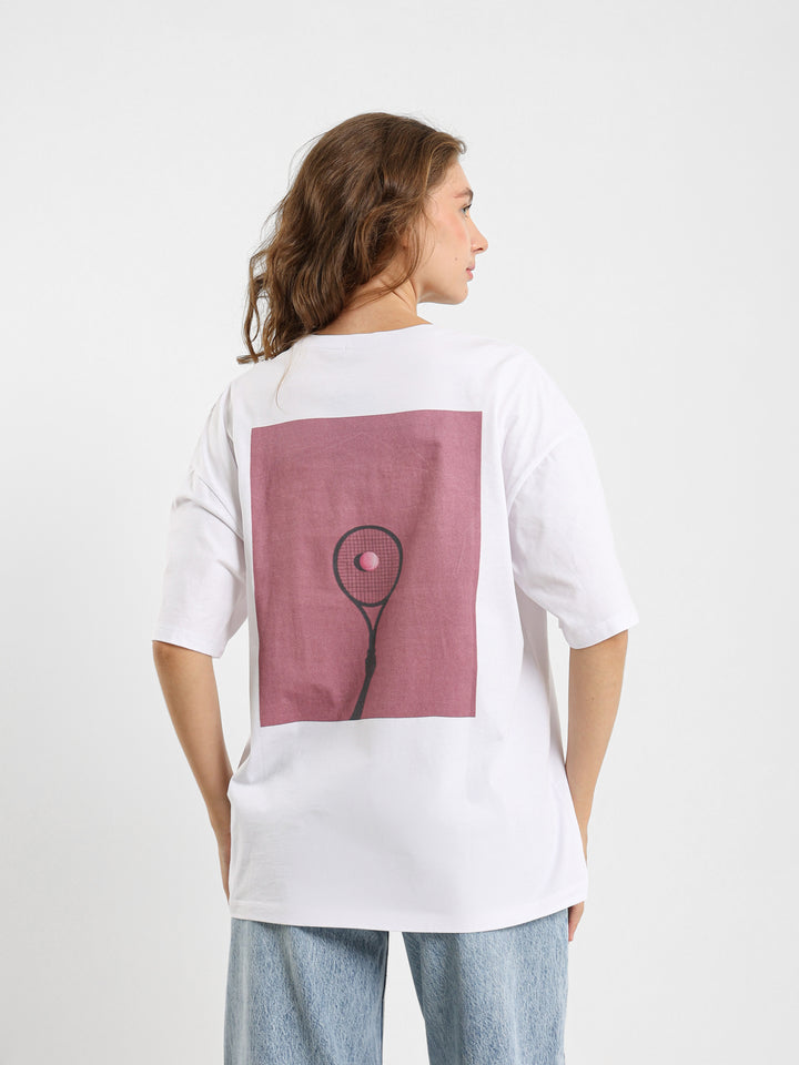 Oversized Tennis Core Print T-Shirt