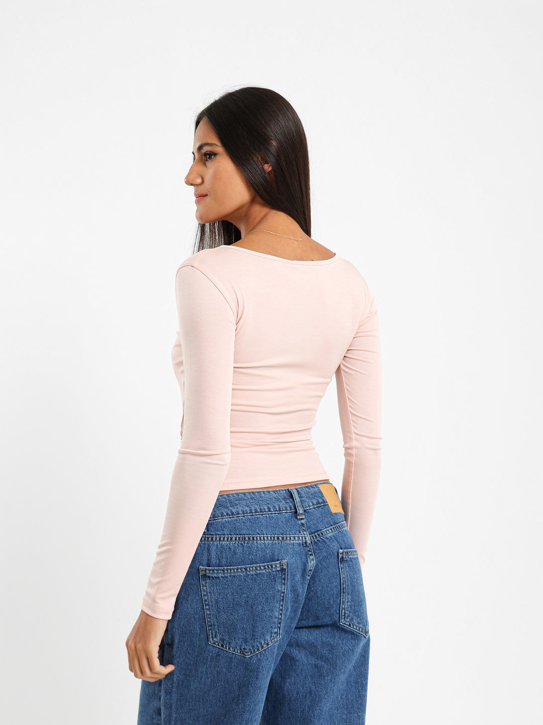 Long Sleeve Top With Crossover Front