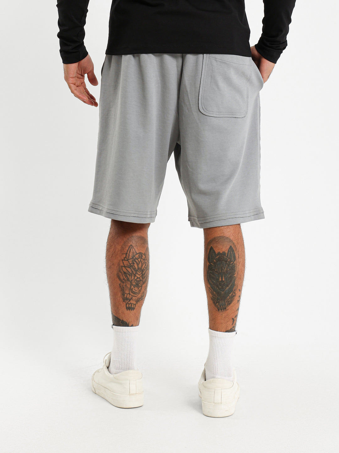 Relaxed Shorts With Rivet Detail