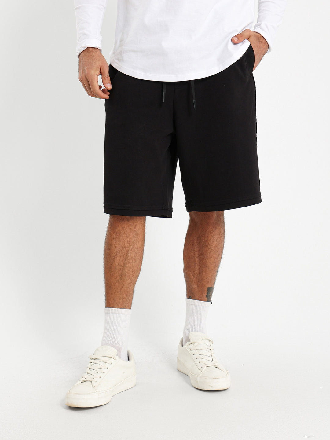 Relaxed Shorts With Rivet Detail