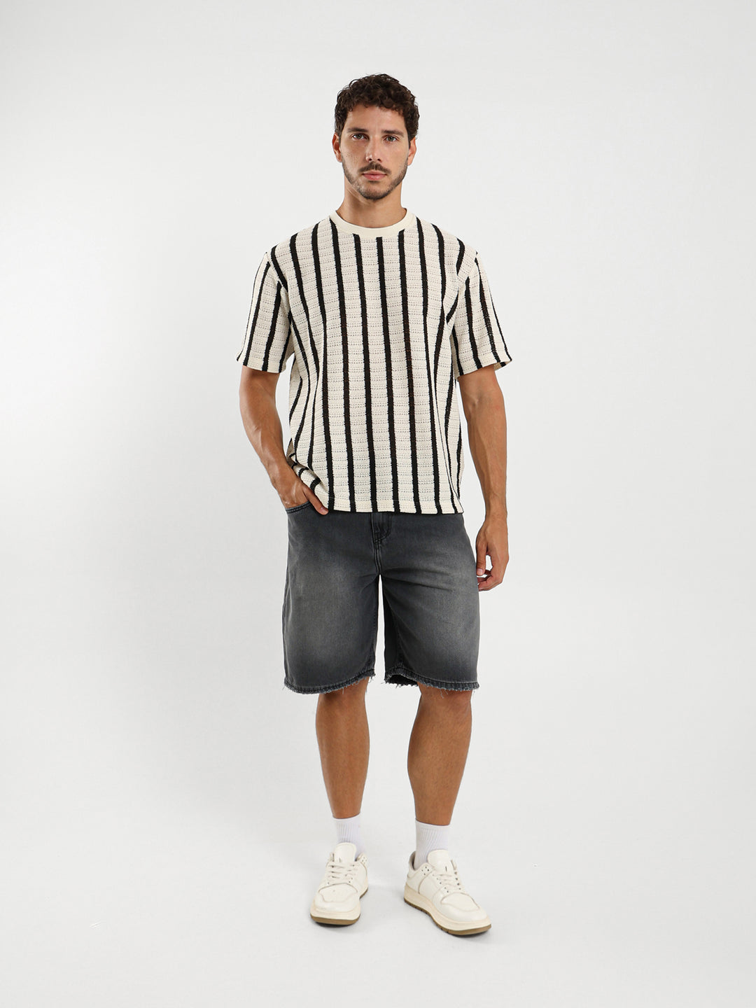 Relaxed Textured Striped T-Shirt