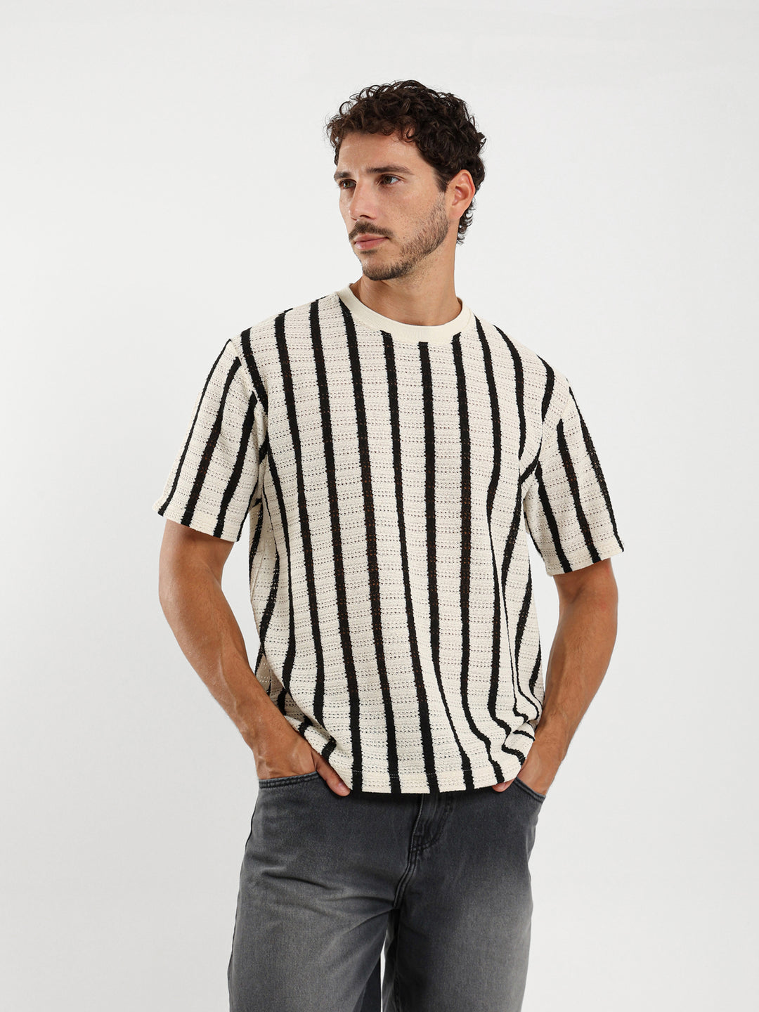 Relaxed Textured Striped T-Shirt