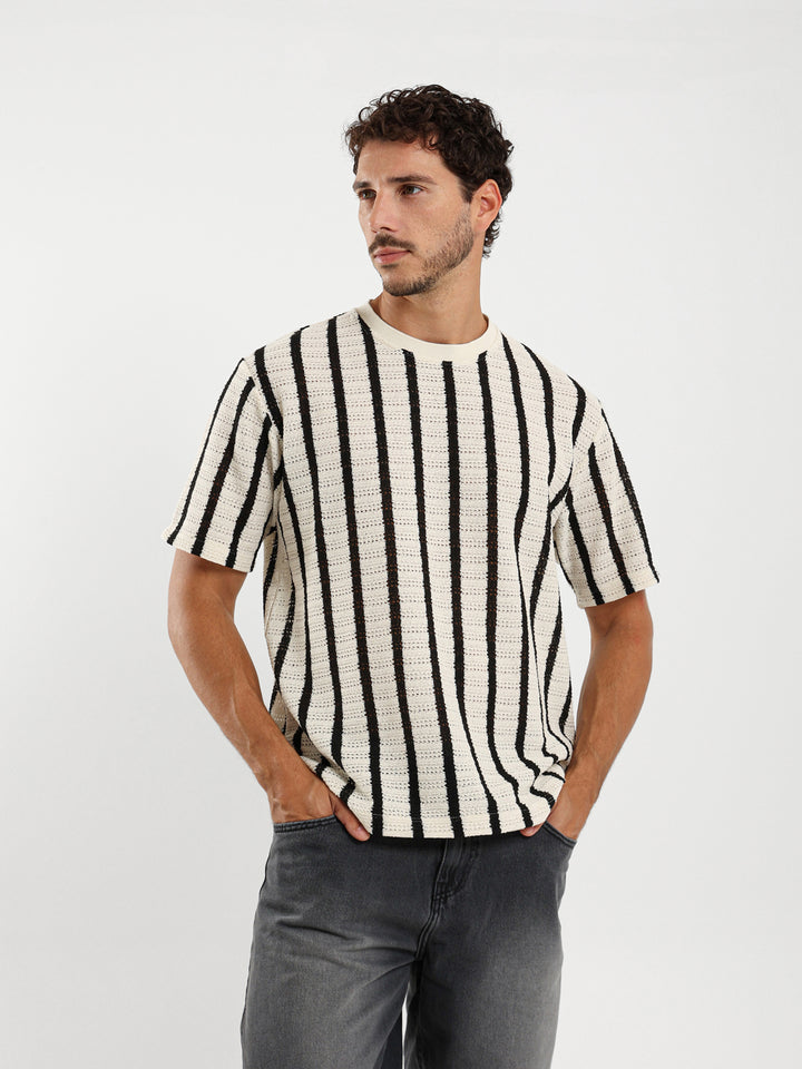 Relaxed Textured Striped T-Shirt