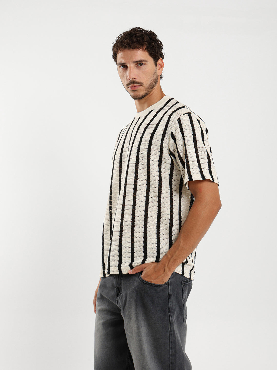 Relaxed Textured Striped T-Shirt