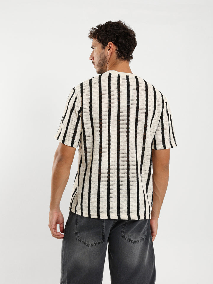 Relaxed Textured Striped T-Shirt