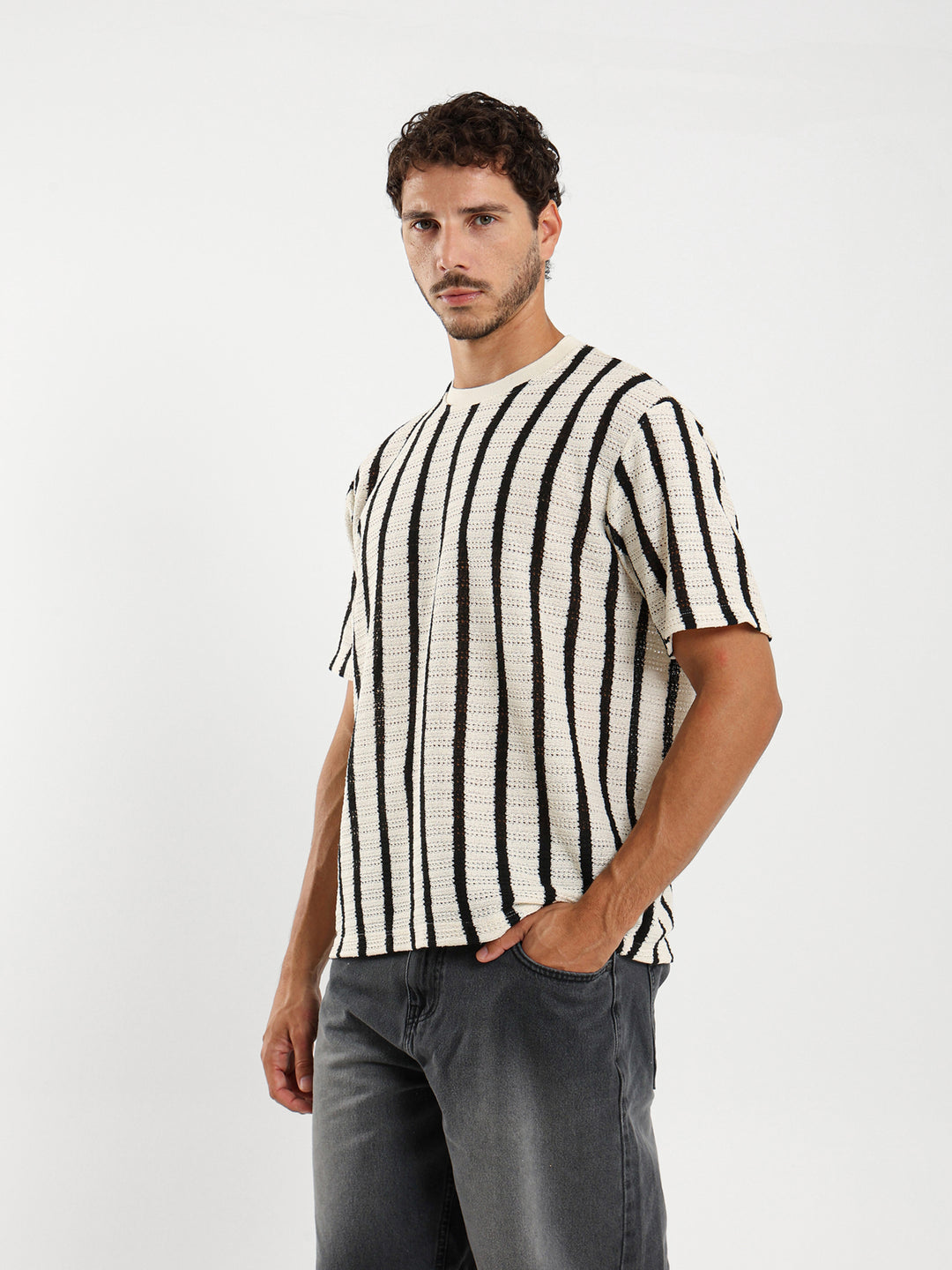 Relaxed Textured Striped T-Shirt