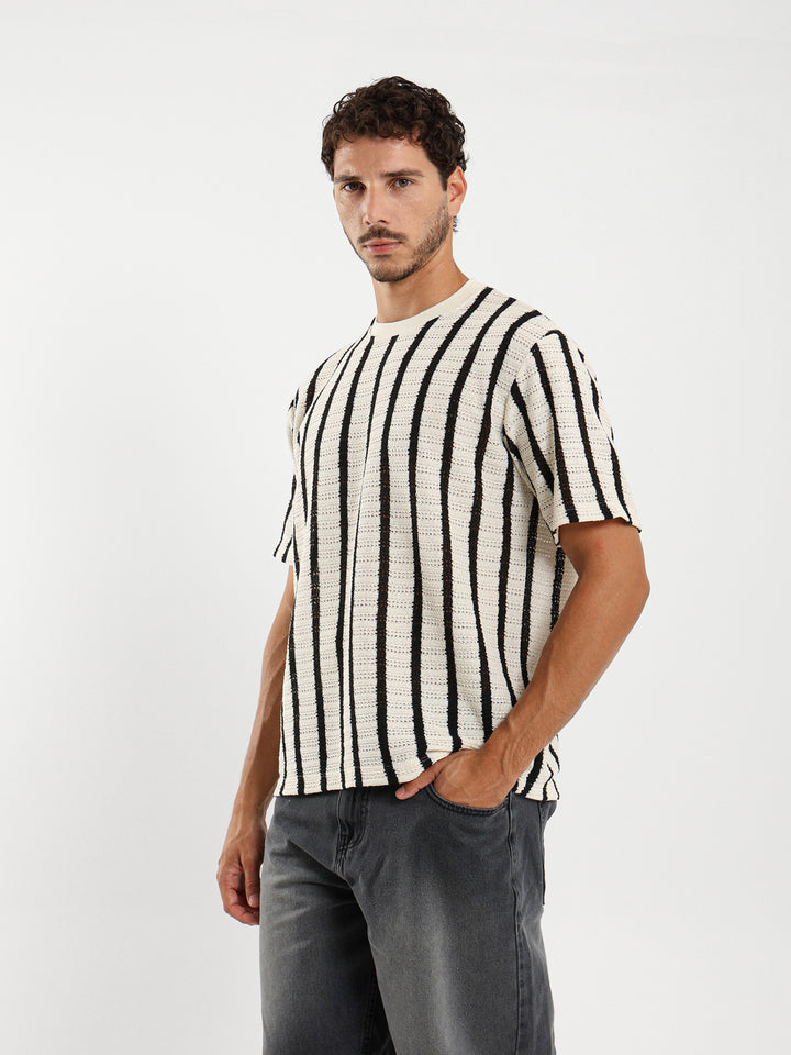 Relaxed Textured Striped T-Shirt
