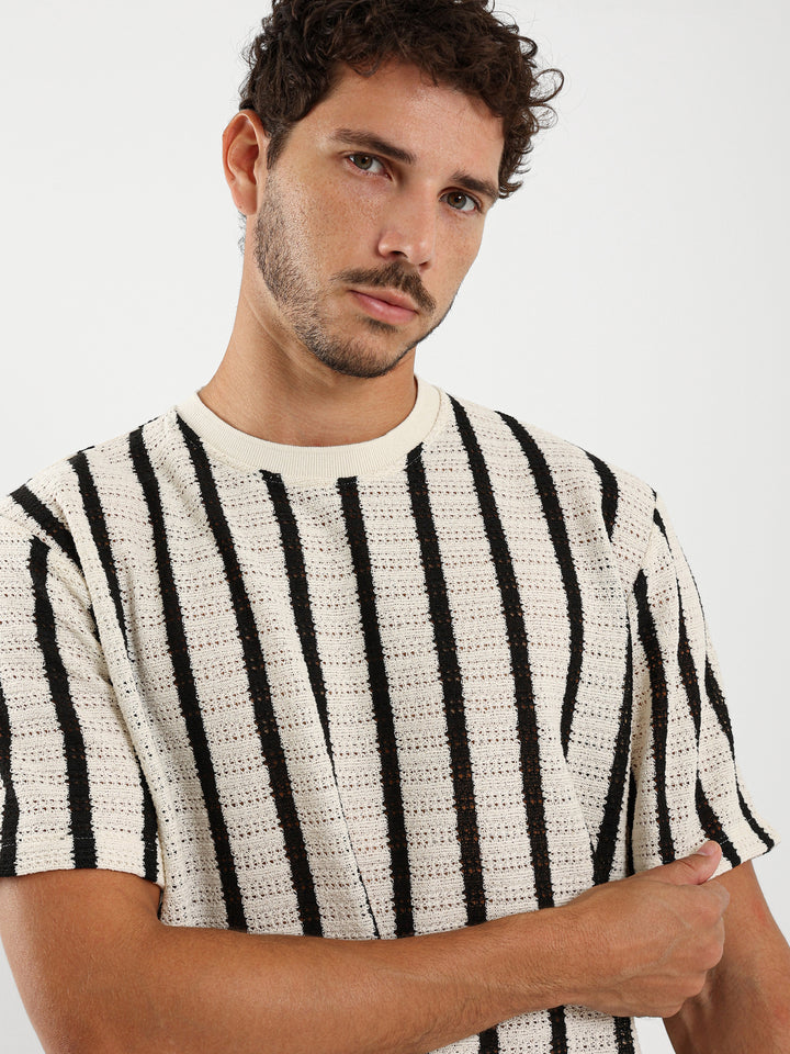 Relaxed Textured Striped T-Shirt