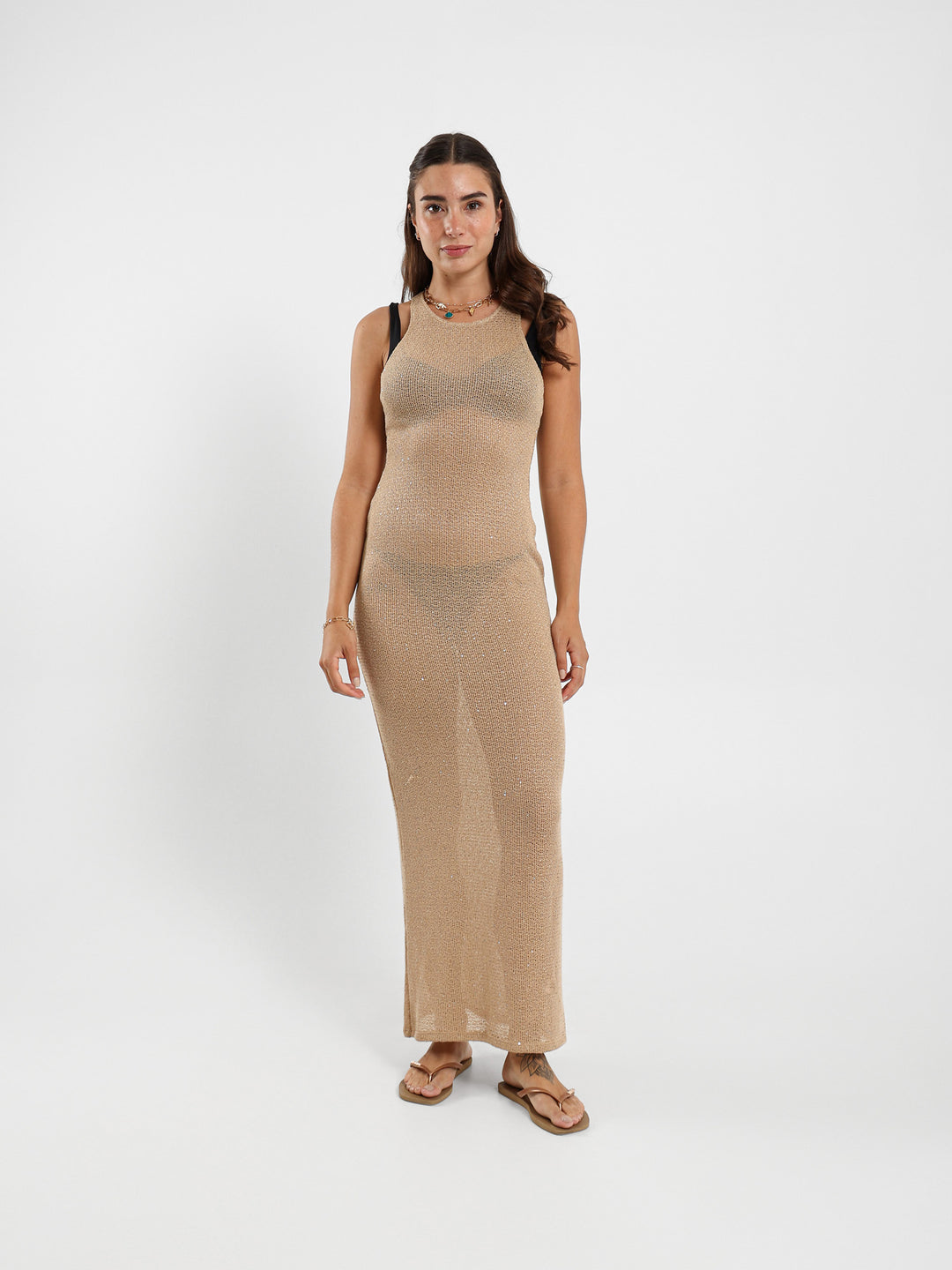 Shiny Bodycon Maxi Dress