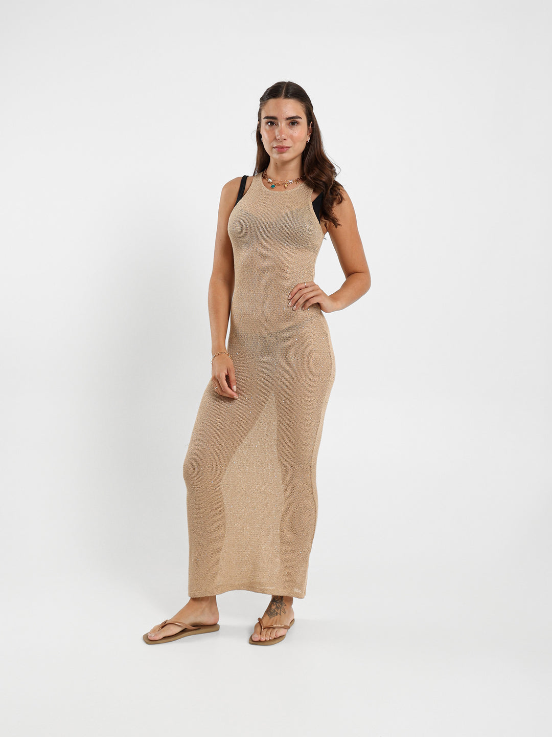 Shiny Bodycon Maxi Dress