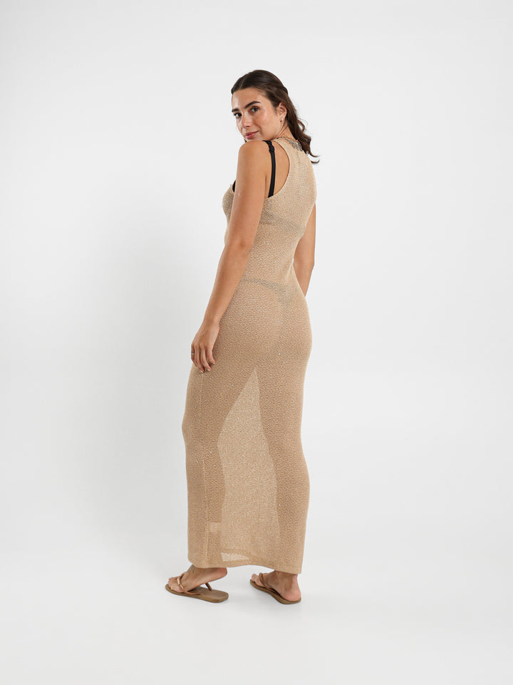 Shiny Bodycon Maxi Dress