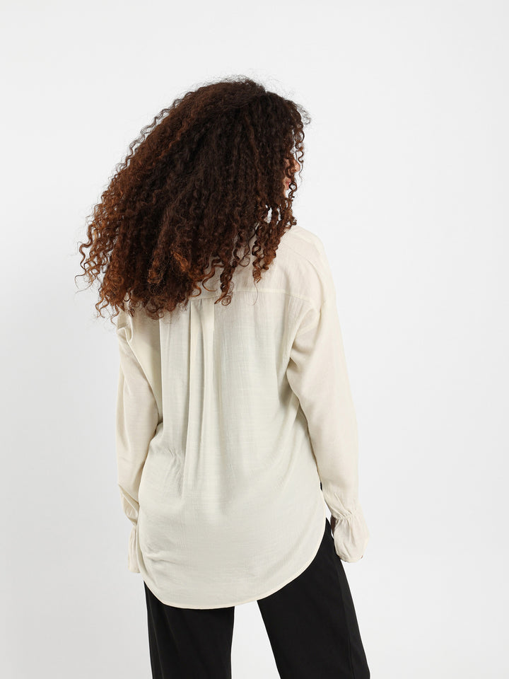 Long Sleeve Wrap Blouse