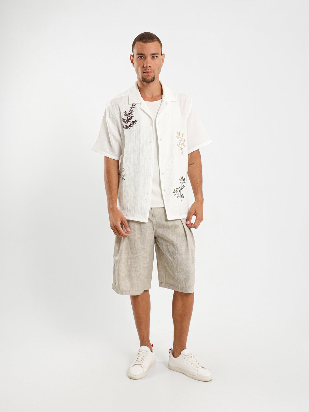 Knee-Length Pleated Shorts