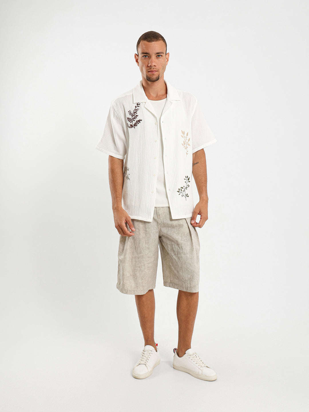 Embroidered Camp Collar Shirt