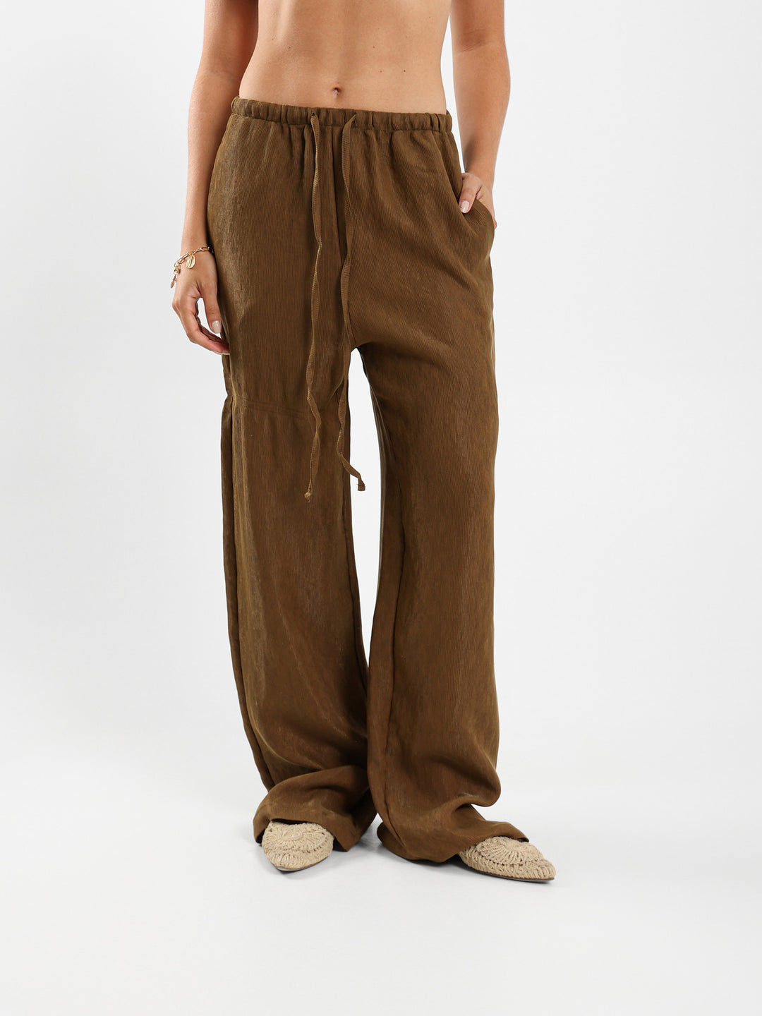 Textured Wide Leg Pants