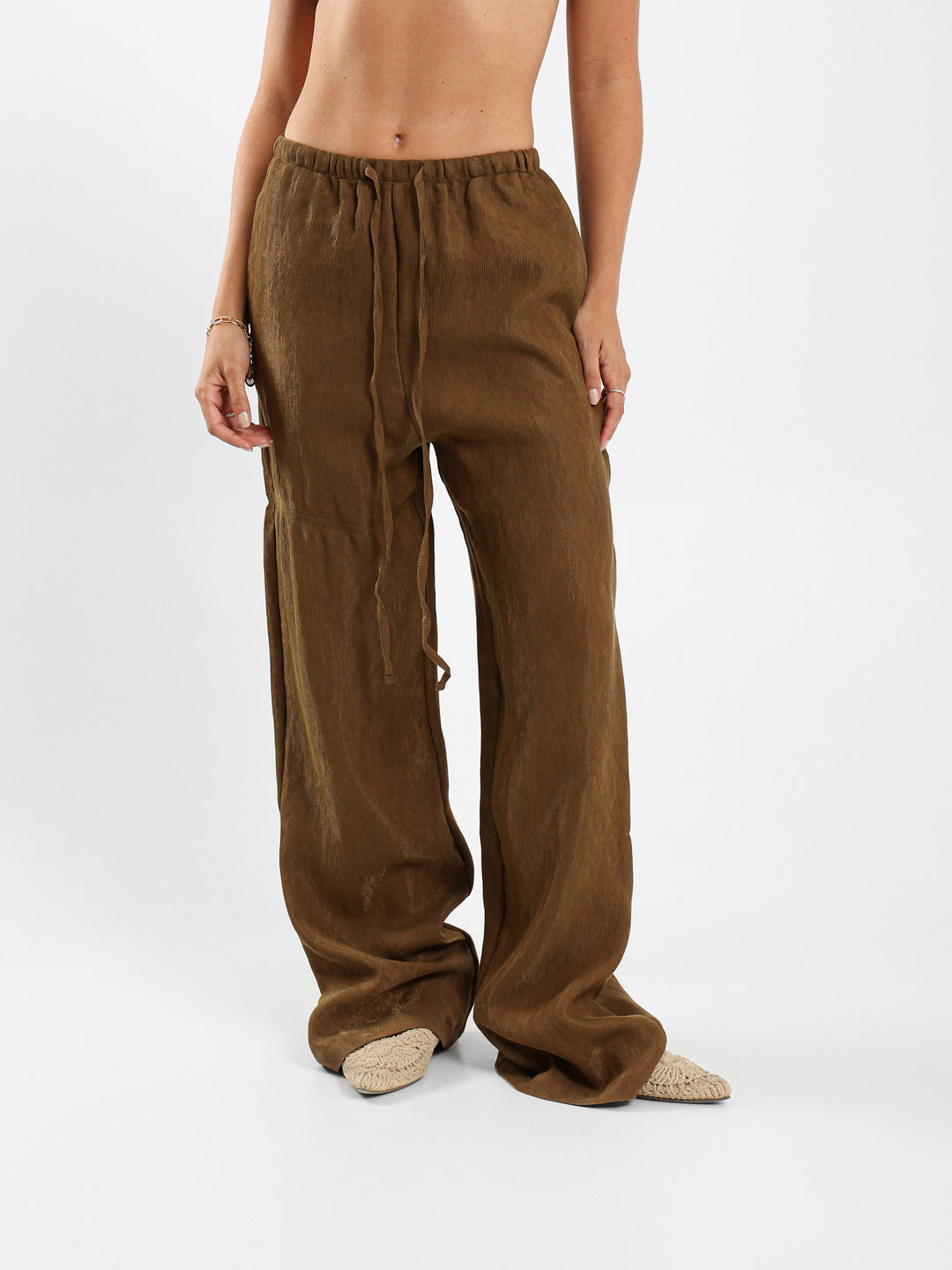 Textured Wide Leg Pants