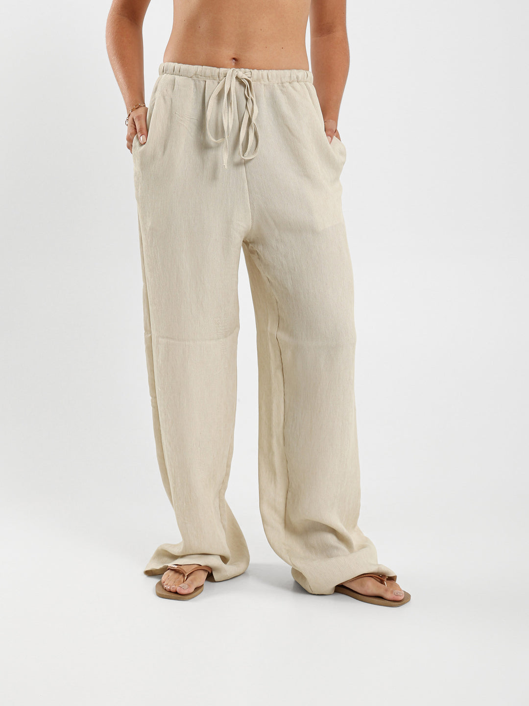 Textured Wide Leg Pants