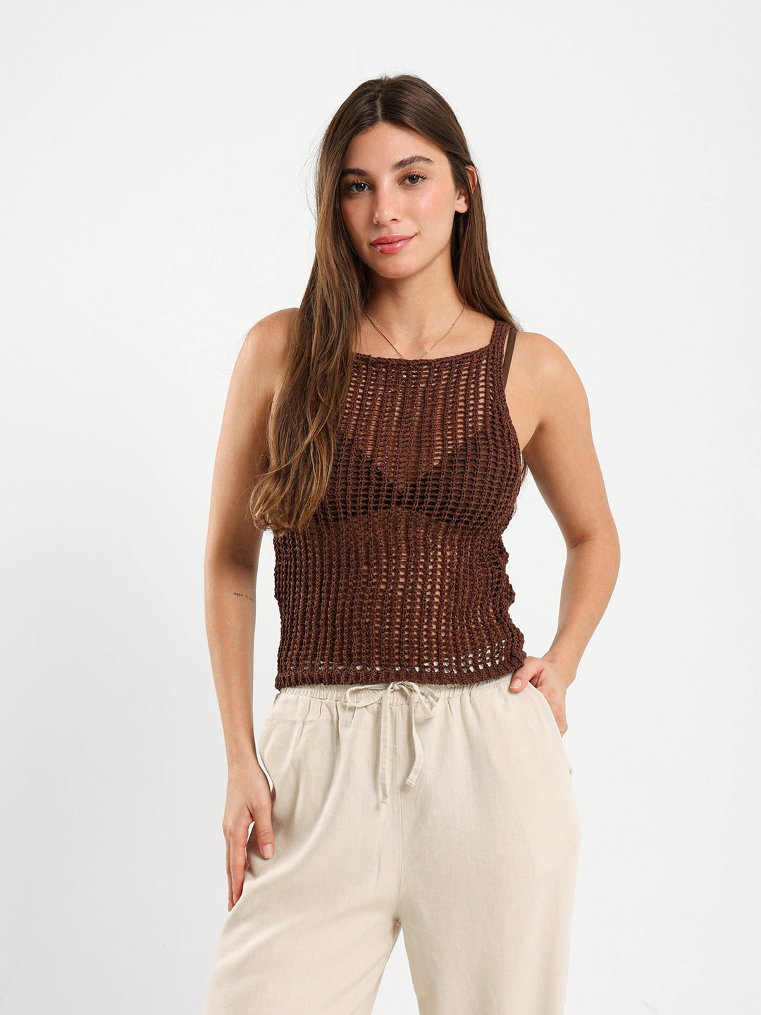 Sleeveless Tricot Top