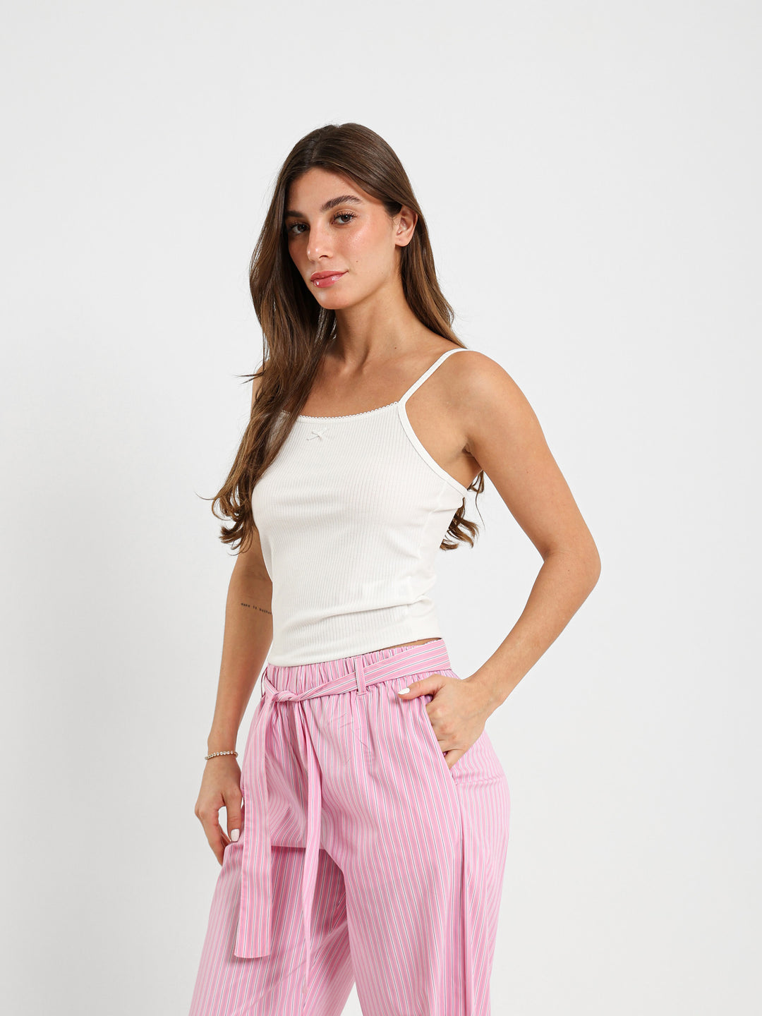 Fitted Strappy Top With Lace
