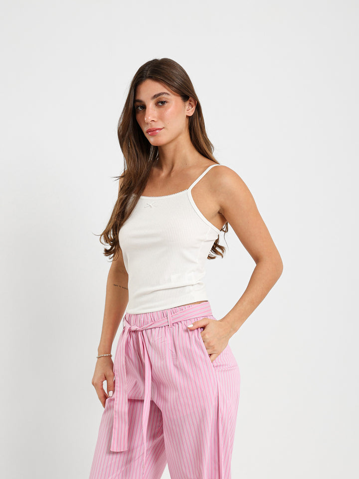 Fitted Strappy Top With Lace