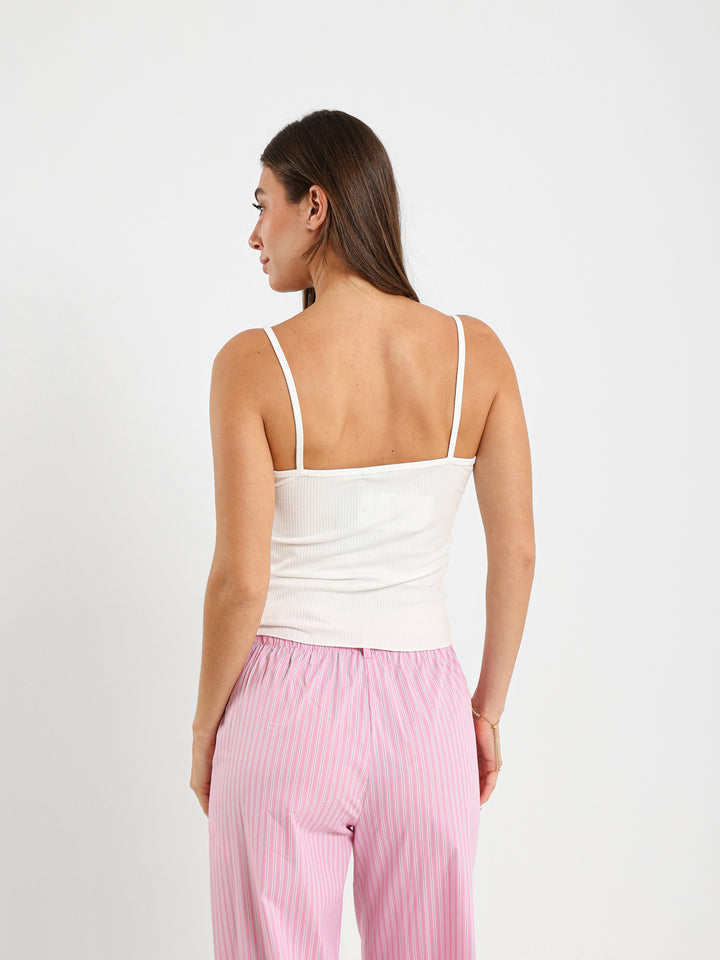 Fitted Strappy Top With Lace
