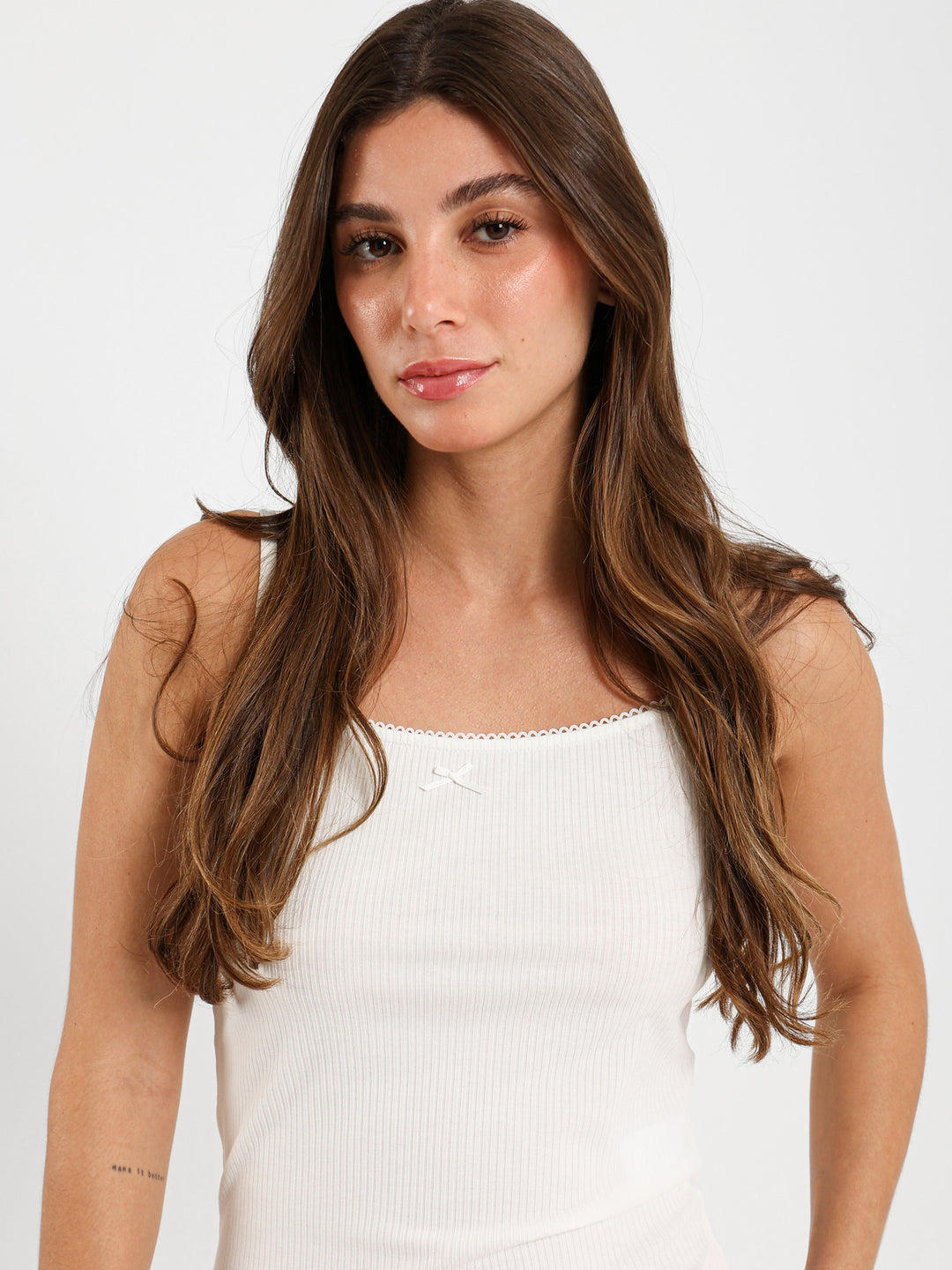 Fitted Strappy Top With Lace