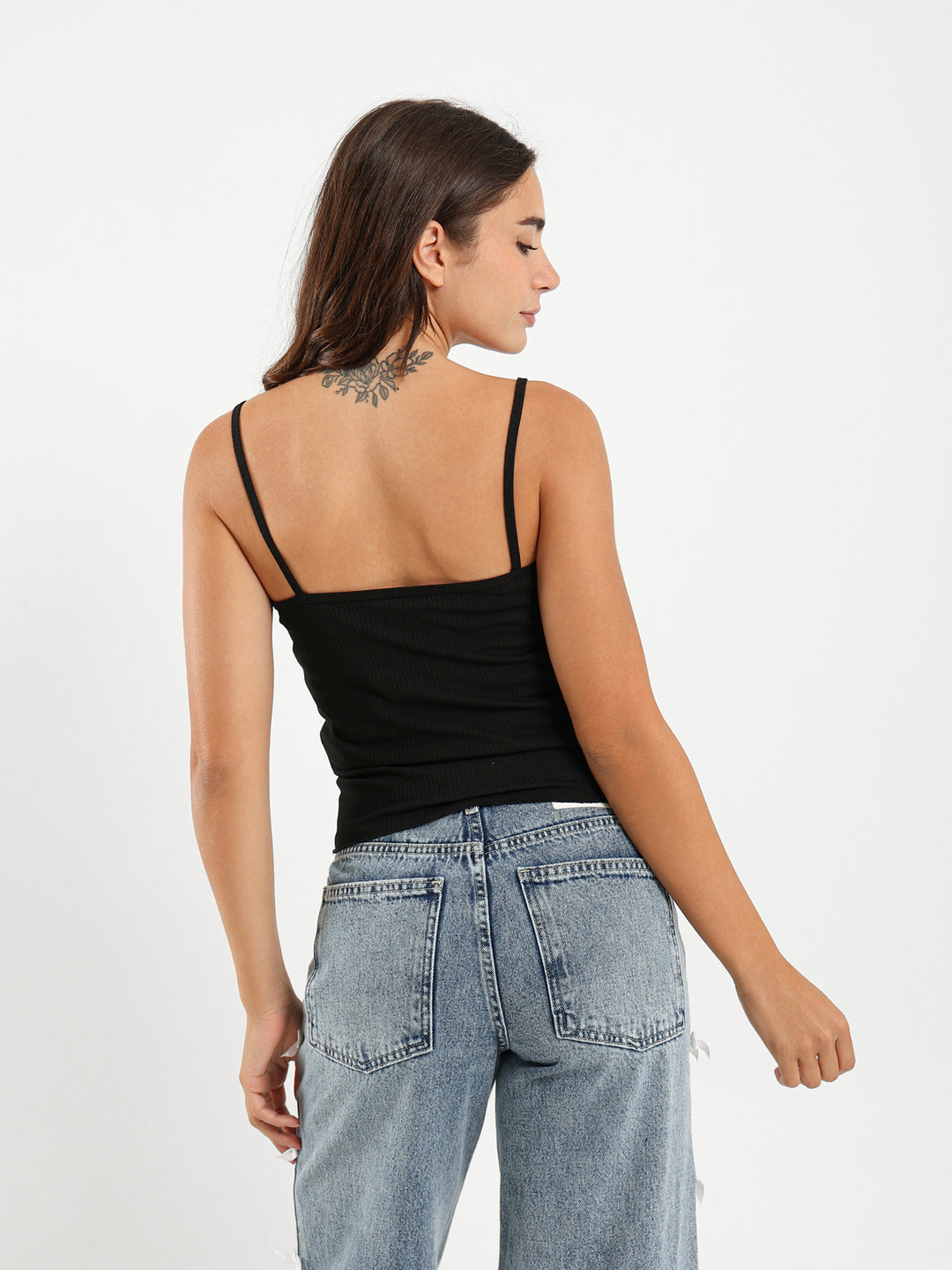 Fitted Strappy Top With Lace