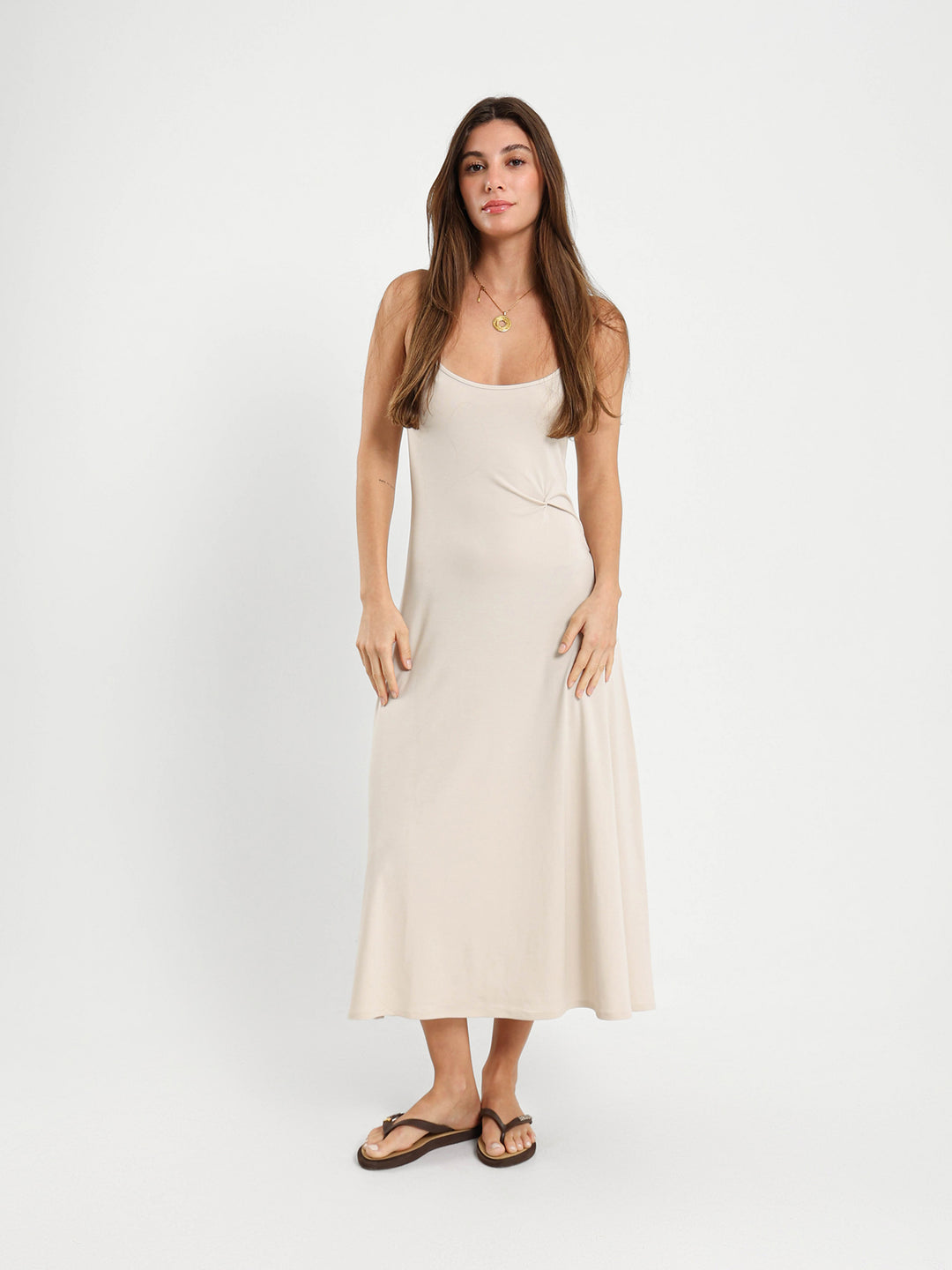 Spaghetti Straps Dress With Waist Knot