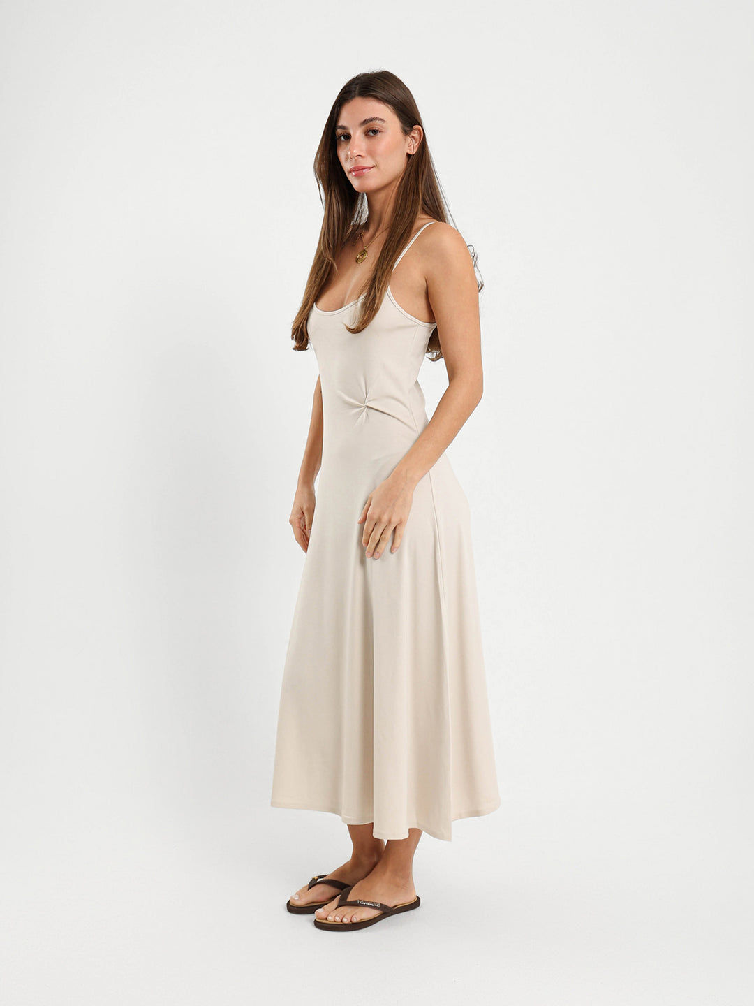 Spaghetti Straps Dress With Waist Knot