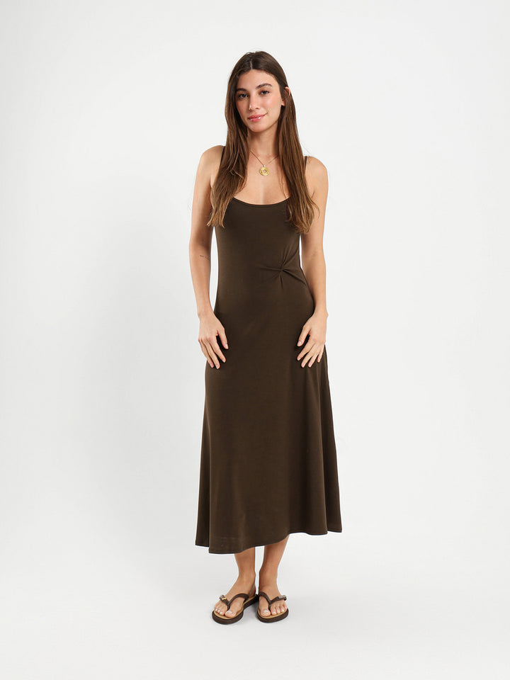 Spaghetti Straps Dress With Waist Knot