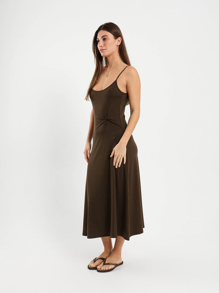 Spaghetti Straps Dress With Waist Knot