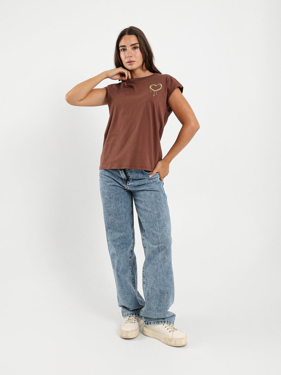 Gold Heart Sleeve T-Shirt